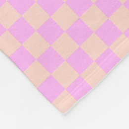 Modern Bubblegum/Peach Checkerboard Fleece Blanket