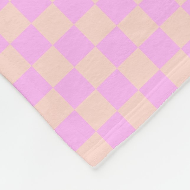 Modern Bubblegum/Peach Checkerboard Fleece Blanket (Corner)