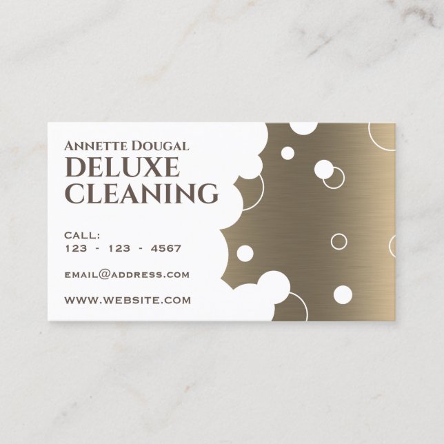 Modern bubbles pattern faux metallic business card (Front)