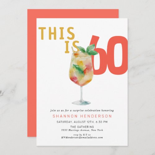 Modern Bubbly Coral 60th Birthday Party Invitation
