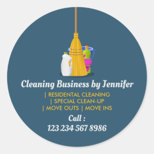 Modern Bucket Logo House Cleaning Maid Classic Round Sticker