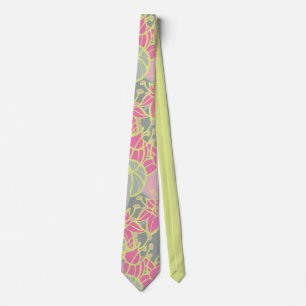 Modern Bud & Flower Bold Pattern Neck Tie