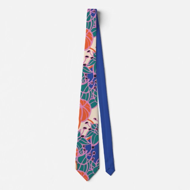 Modern Bud & Flower Bold Pattern Neck Tie (Front)