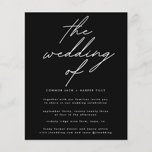 Modern Budget Black on White The Wedding Invite Flyer