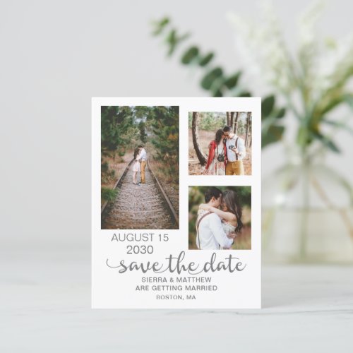 Modern Budget Photo Collage Wedding Save the Date