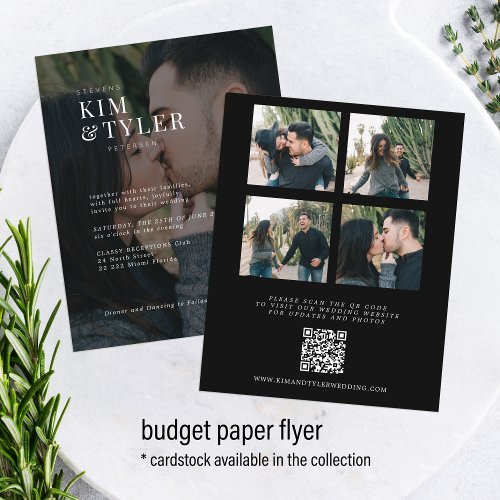 Modern budget photo QR code wedding invitation Flyer