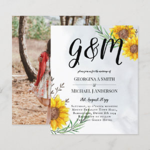 Modern BUDGET Sunflower Yellow Wedding Invite