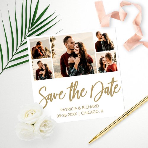 Modern Budget Wedding Save The Date Photo Collage