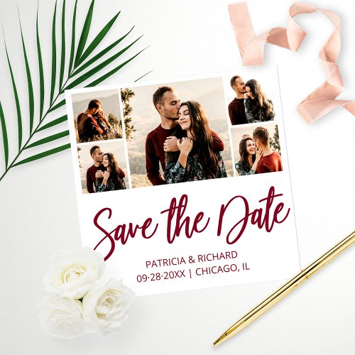 Modern Budget Wedding Save The Date Photo Collage