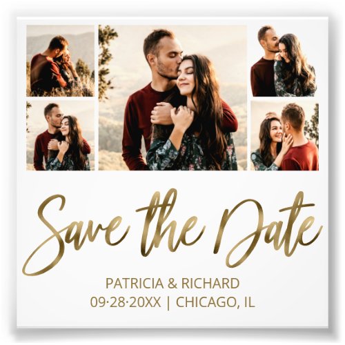 Modern Budget Wedding Save The Date Photo Collage