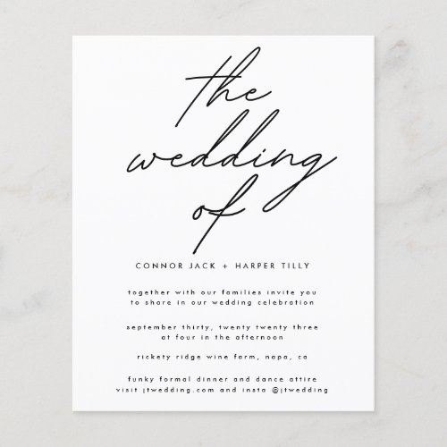 Modern Budget White on Black The Wedding Invite Flyer