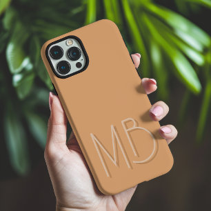 Modern Buff Monogram Initials Contemporary iPhone 16 Pro Max Case