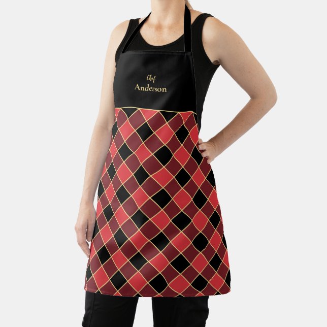 Modern Buffalo Check Custom Colors SVG Pattern Apron (Insitu)