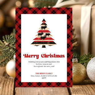 Modern Buffalo Check Tree Christmas Greeting Holiday Card