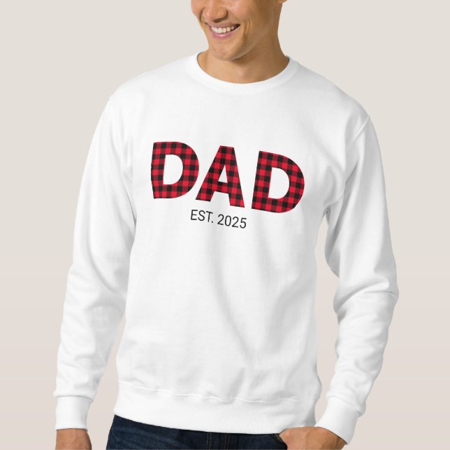 Modern Buffalo Plaid Dad Established Date Sweatshirt (Front)
