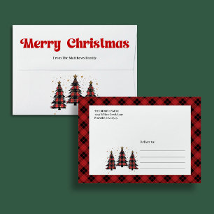 Modern buffalo plaid envelope Christmas custom