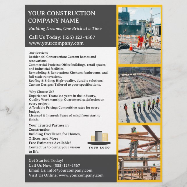 Modern Builder or Construction Company  Flyer (Front)