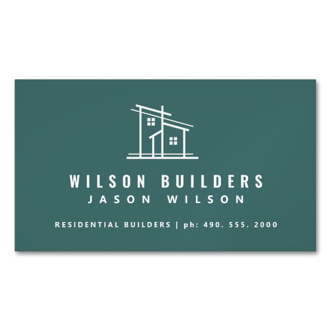 Modern Builders Business Card Magnet (Front)
