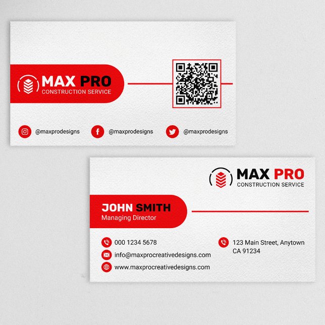 Modern Building & Construction, Contractor White Business Card (Creator Uploaded)