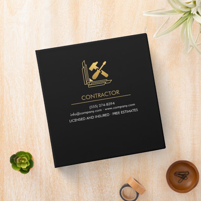 Modern Building Construction Golden & Black 3 Ring Binder (In Situ)