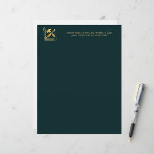 Modern Building Construction Golden & Black Letterhead