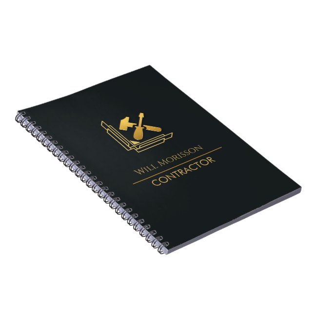 Modern Building Construction Golden & Black Notebook (Right Side)