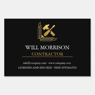 Modern Building Construction Golden & Black Sign