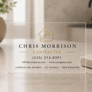 Modern Building Construction Transparent Clear Business Cards
