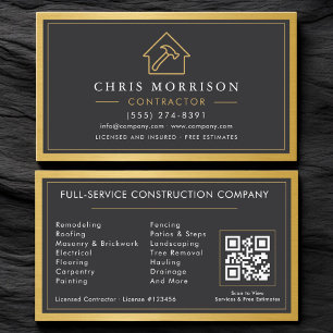 Modern Building Contractor Metal QR Code Business Card