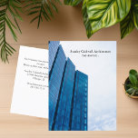 Modern Building Vertical Custom Business Moving Postcard<br><div class="desc">Customize these modern business moving announcement vertical postcards with your company details. Chic blue city buildings below your company's custom name and message. Our office has moved to a new building, please update your address book. Just fill out the back of this postcard with your new contact information for client...</div>