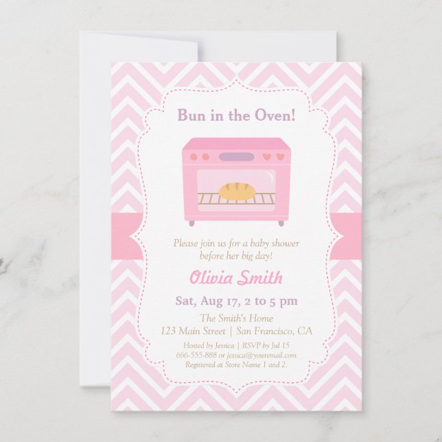 Modern Bun in the Oven Baby Shower Invitations (Front)