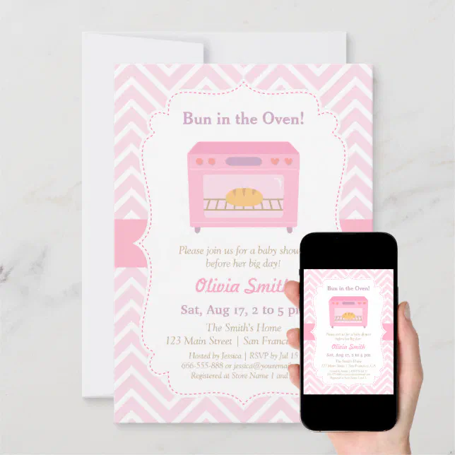 Modern Bun in the Oven Baby Shower Invitations | Zazzle