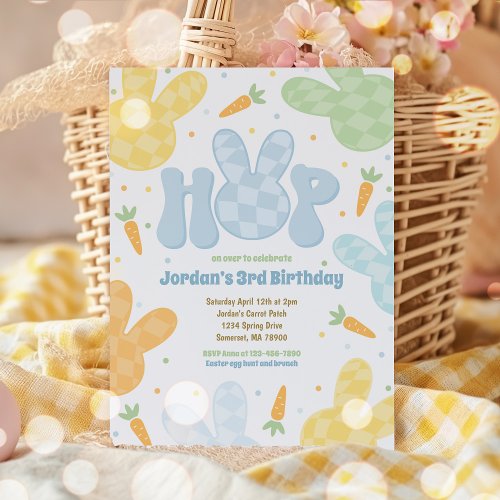 Modern Bunny Birthday Party Spring Birthday Party Invitation