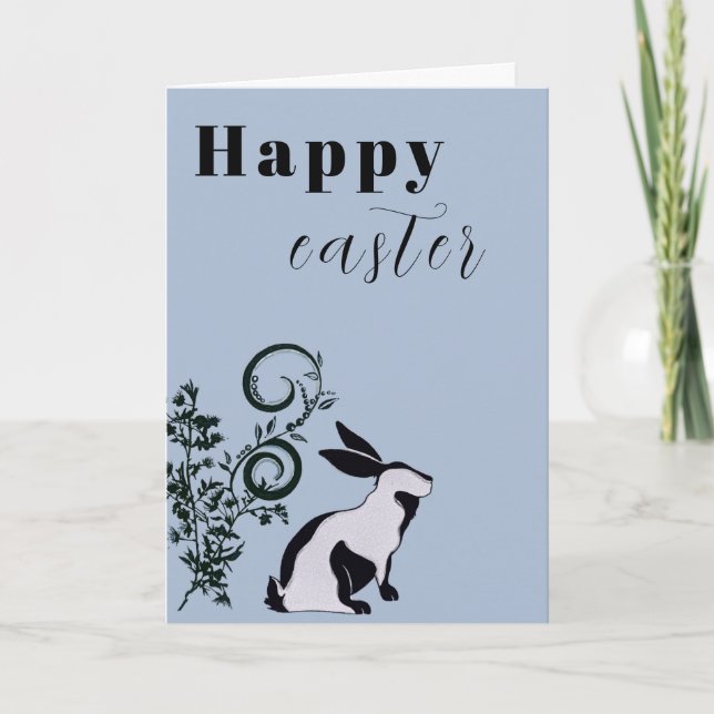 Modern Bunny Happy Easter Personalized Card (Front)