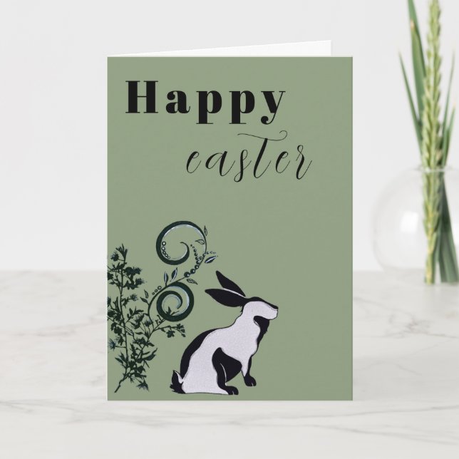 Modern Bunny Happy Easter Personalized Card (Front)