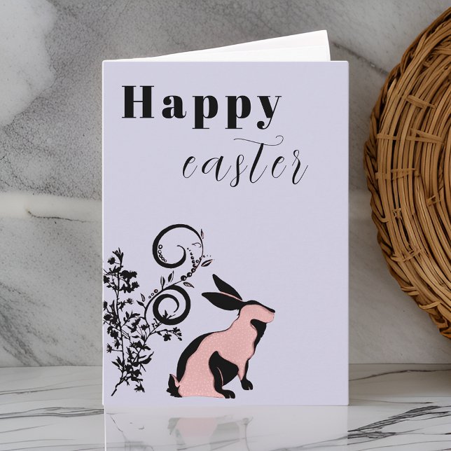 Modern Bunny Happy Easter Personalized Card (Creator Uploaded)