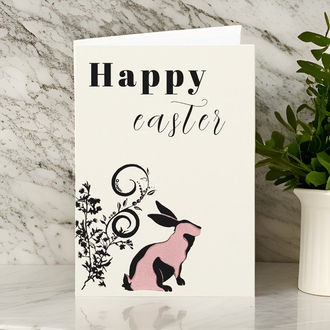 Modern Bunny Happy Easter Personalized Card (Creator Uploaded)
