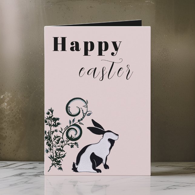 Modern Bunny Happy Easter Personalized Card (Creator Uploaded)