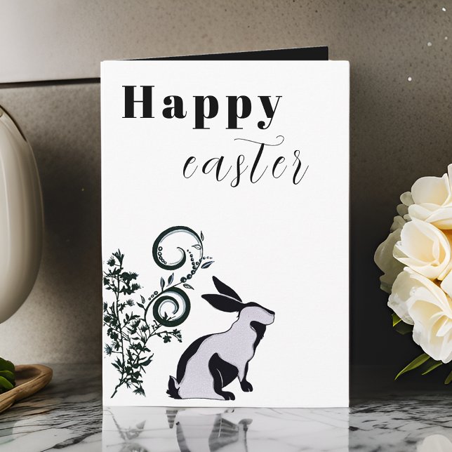 Modern Bunny Happy Easter Personalized Card (Creator Uploaded)