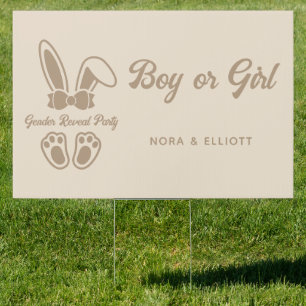 Modern Bunny Light Beige Gender Reveal Sign