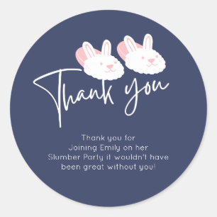 Modern Bunny Slippers Slumber party Thank You Classic Round Sticker