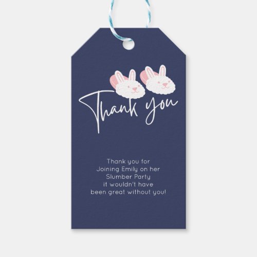 Modern Bunny Slippers Slumber party Thank You  Gift Tags