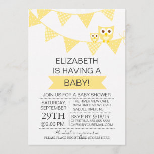 Modern Bunting Owl Gender Neutral Baby Shower Invitation