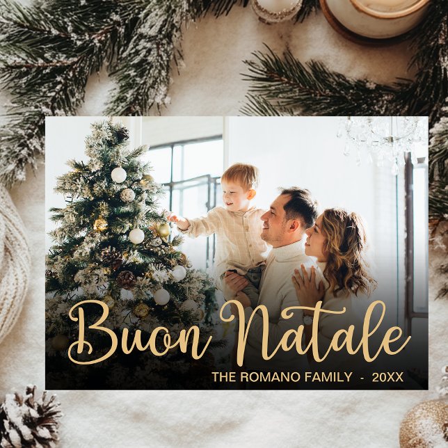 Modern Buon Natale Photo Holiday Card (Creator Uploaded)