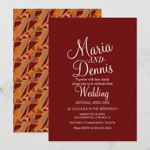 Modern Burgandy Geometrical Colorful Wedding Invitation