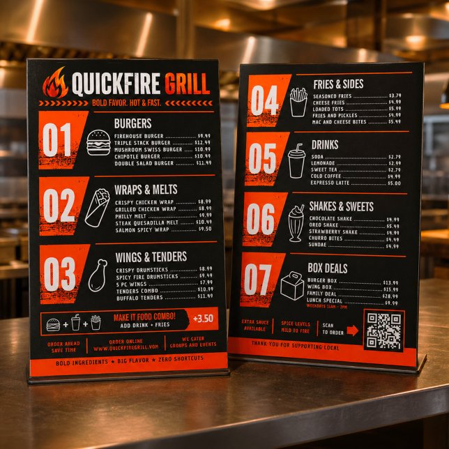 Modern Burger Restaurant or Fast Food Grill Menu (fast food restaurant menu template)