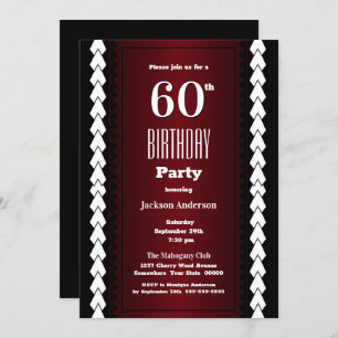 Modern Burgundy 60th Birthday Party Invitation