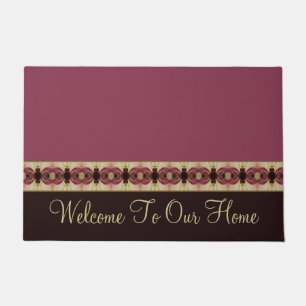 Modern Burgundy Accented Welcome Doormat