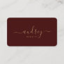 modern burgundy and gold Signature Typography Business Card