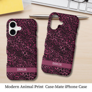 Modern Burgundy Animal Print iPhone 17 Case